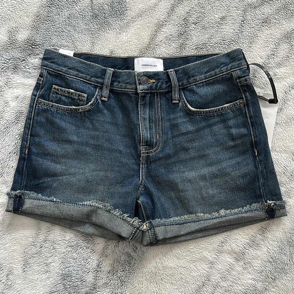 Current/Elliott The Boyfriend Rolled Denim Shorts
